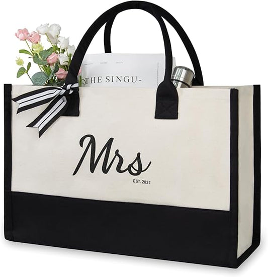 Canvas Tote Bag, Bridal Shower Gifts for Bride, Wedding Bachelorette Bride Gifts Shoulder Bag